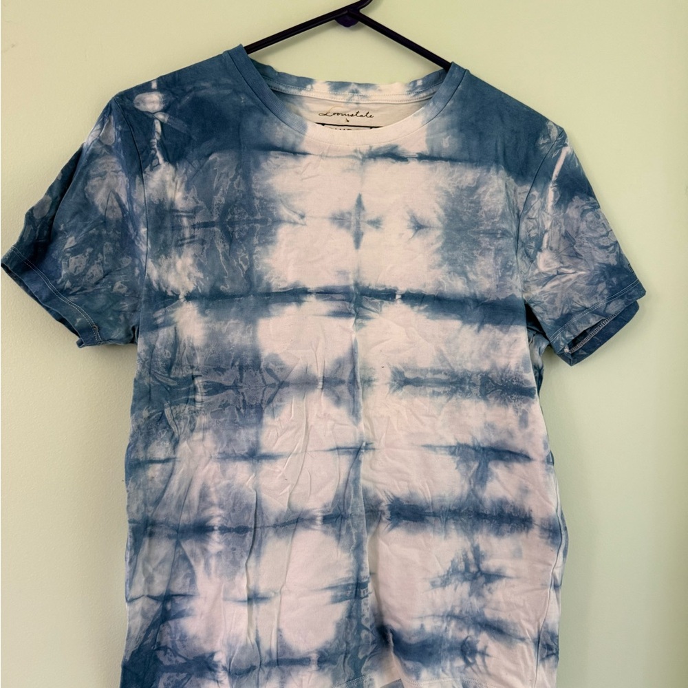 Tie-Dye Short Sleeve T-Shirt - Blue & White
